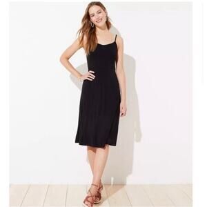 NWT LOFT Black Sleeveless Midi Dress Classic Minimalist Size 12
